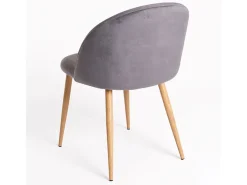 Juego de 2 sillas Kazon - Elegantes patas de metal efecto terciopelo y madera clara-Color Gris oscuro