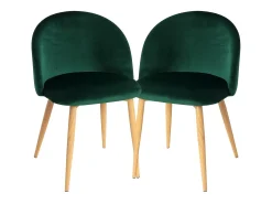 Juego de 2 sillas Kazon - Elegantes patas de metal efecto terciopelo y madera clara-Color Gris oscuro