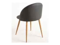 Juego de 2 sillas Kazon - Elegante piel sintética y patas de metal efecto madera clara-Color Gris oscuro