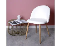 Juego de 2 sillas Kazon - Elegante piel sintética y patas de metal efecto madera clara-Color Gris oscuro