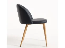 Juego de 2 sillas Kazon - Elegante piel sintética y patas de metal efecto madera clara-Color Gris oscuro