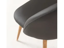 Juego de 2 sillas Kazon - Elegante piel sintética y patas de metal efecto madera clara-Color Gris oscuro