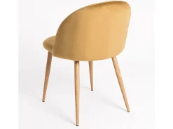 Juego de 2 sillas Kazon - Elegantes patas de metal efecto terciopelo y madera clara-Color amarillo M