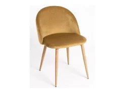 Juego de 2 sillas Kazon - Elegantes patas de metal efecto terciopelo y madera clara-Color amarillo M