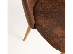 Juego de 2 sillas Kazon - Elegante piel sintética y patas de metal efecto madera clara-Color Marrón