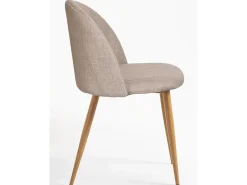 Juego de 2 sillas Kazon - Elegante tela y patas de metal efecto madera clara-Color Gris claro