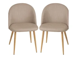 Juego de 2 sillas Kazon - Elegante tela y patas de metal efecto madera clara-Color Gris claro