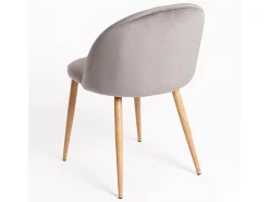 Juego de 2 sillas Kazon - Elegantes patas de metal efecto terciopelo y madera clara-Color Gris claro