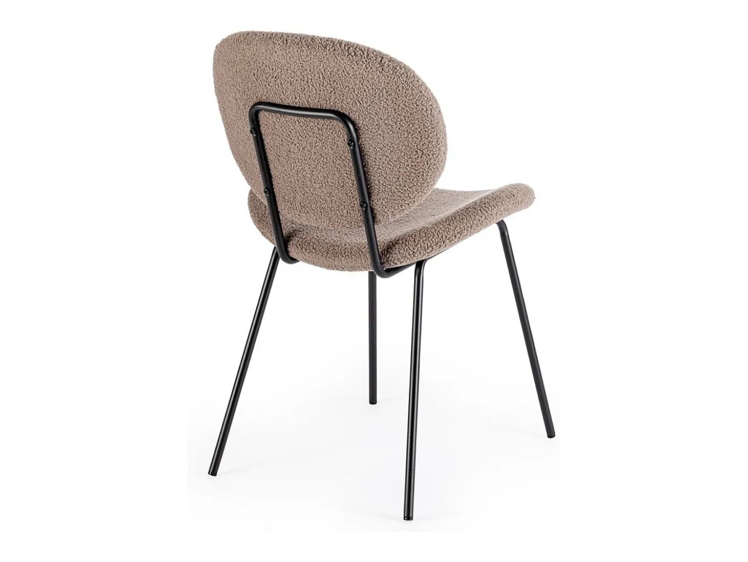 Juego de 2 sillas Maddy de tela loopback: elegancia moderna y confort óptimo-Color Marrón claro