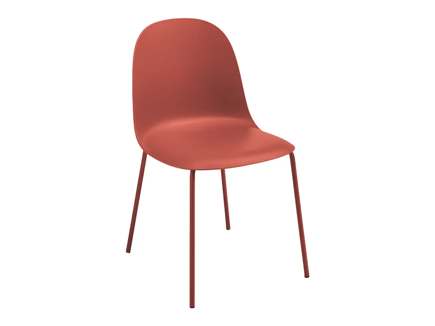 Juego de 2 sillas modernas "Leandro" en polipropileno rojo con estructura de metal cm 45x50 82h