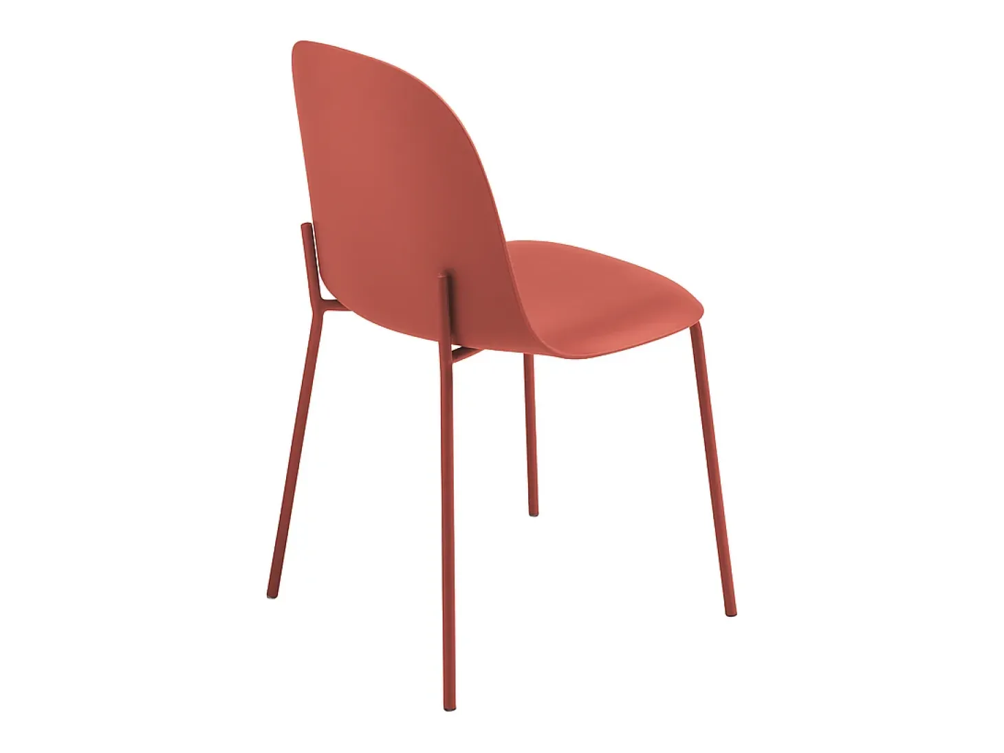 Juego de 2 sillas modernas "Leandro" en polipropileno rojo con estructura de metal cm 45x50 82h