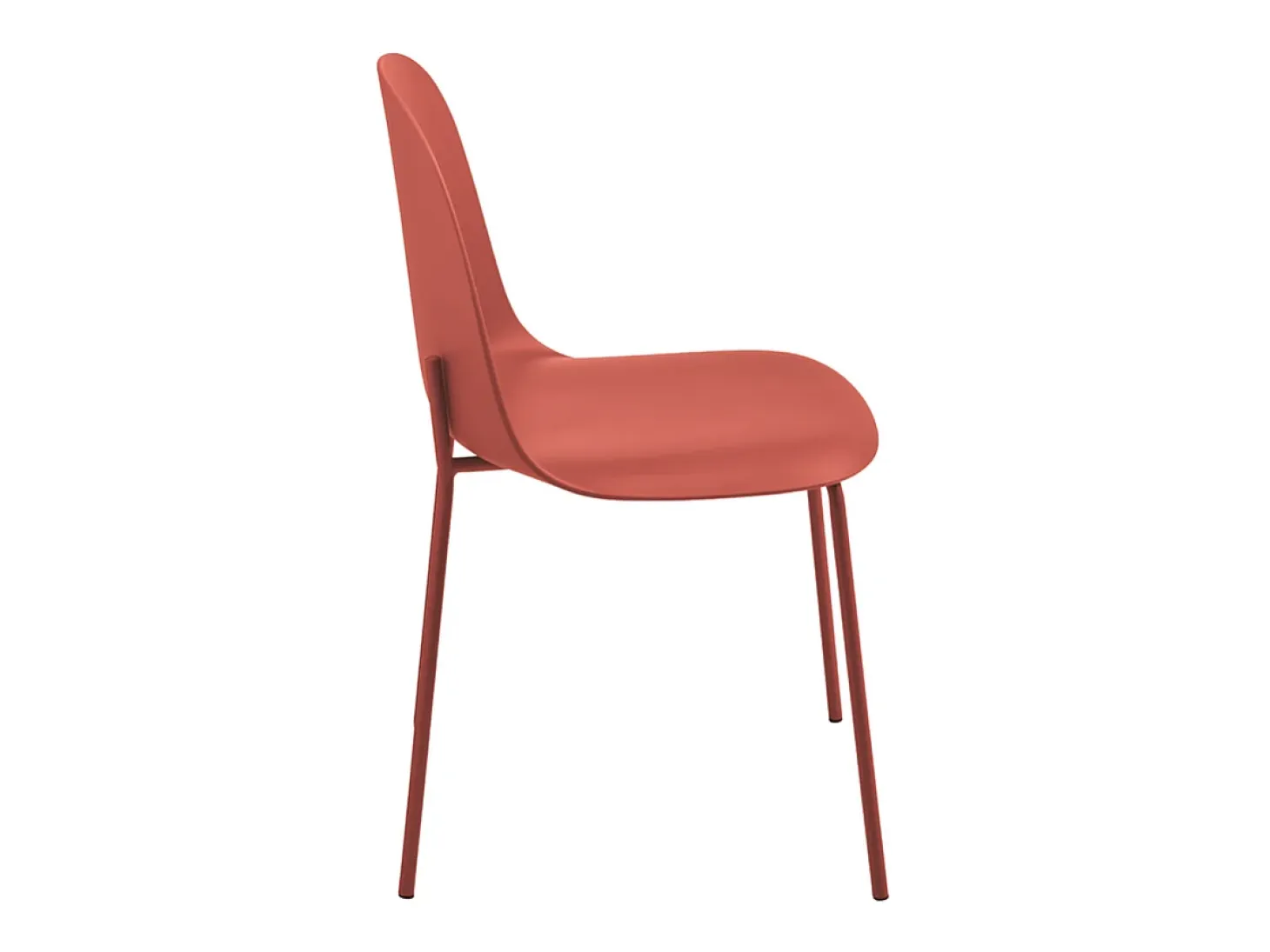 Juego de 2 sillas modernas "Leandro" en polipropileno rojo con estructura de metal cm 45x50 82h
