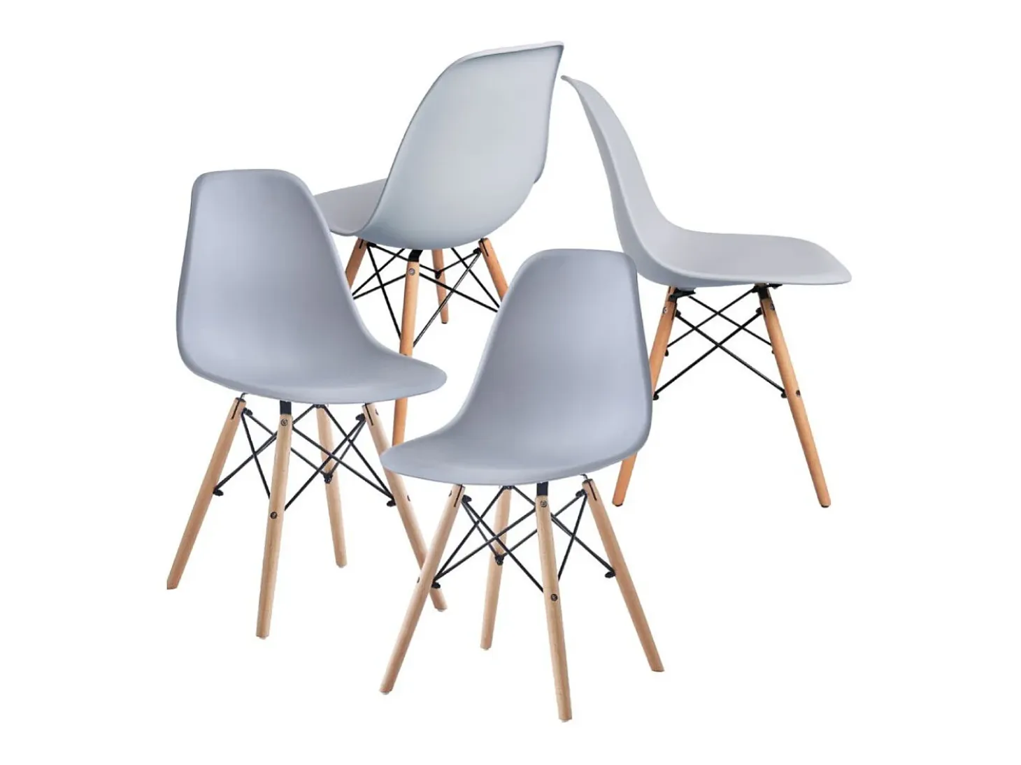 Juego de 4 sillas Nórdica para comedor o cocina con patas en madera color gris