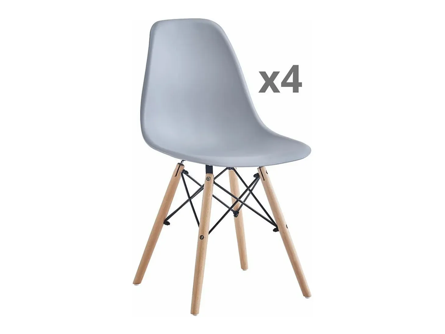 Juego de 4 sillas Nórdica para comedor o cocina con patas en madera color gris