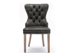 Juego de 4 Sillas para Comedor, Cocina y Sala Silla Tapizada Patas de Madera Maciza - 53,5x64x95cm Gris