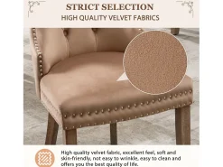 Juego de 6 Sillas para Comedor, Cocina y Sala Silla Tapizada Patas de Madera Maciza - 53,5x64x95cm Marrón