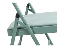 Juego de 2 sillas plegables de terciopelo y metal - Verde almendra - ORTENSIA