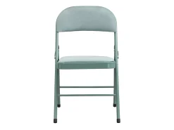 Juego de 2 sillas plegables de terciopelo y metal - Verde almendra - ORTENSIA