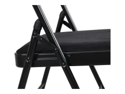 Juego de 2 sillas plegables de terciopelo y metal - Negro - ORTENSIA
