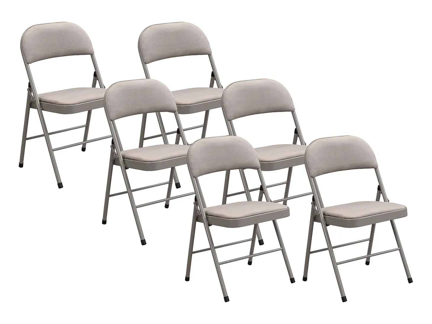 Juego de 6 sillas plegables de terciopelo y metal - Gris topo - ORTENSIA