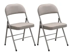 Juego de 2 sillas plegables de terciopelo y metal - Gris topo - ORTENSIA