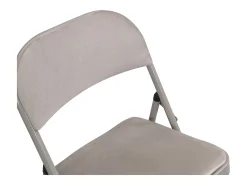 Juego de 2 sillas plegables de terciopelo y metal - Gris topo - ORTENSIA