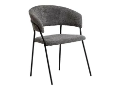 Juego de 2 sillas redondas de tela bouclé gris Kanoa con reposabrazos