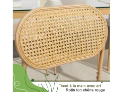 Juego de 2 sillas, silla de comedor de ratán, silla de comedor decorativa, color madera