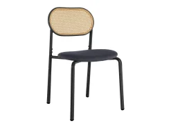 Juego de 2 sillas, silla de comedor de ratán, silla de comedor decorativa, color negro