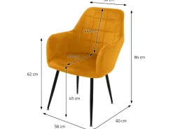 Juego de 2 sillas, sillas de comedor, sillas de sala, silla tapizada, silla de cocina, terciopelo