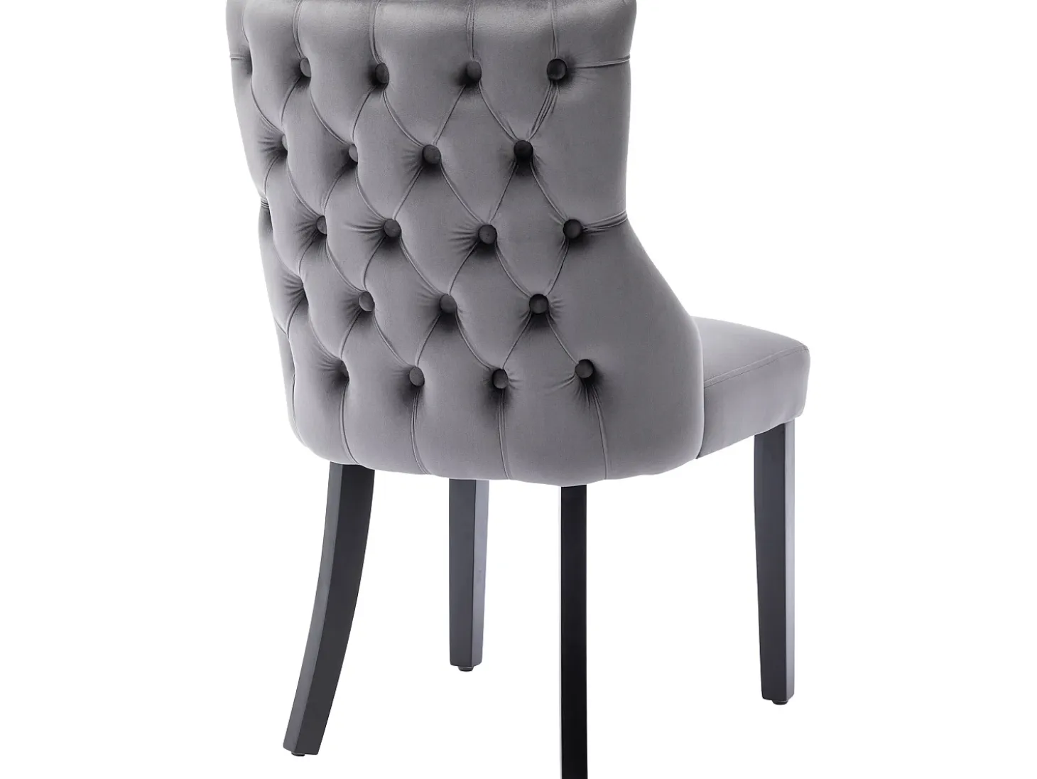 Juego de 2 sillas tipo góndola de terciopelo - patas de madera maciza - Gris
