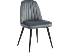 Juego de 6 sillas vintage de terciopelo y metal negro ELEANA - Color: gris