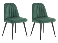 Juego de 2 sillas vintage de terciopelo y metal negro ELEANA - Color: verde