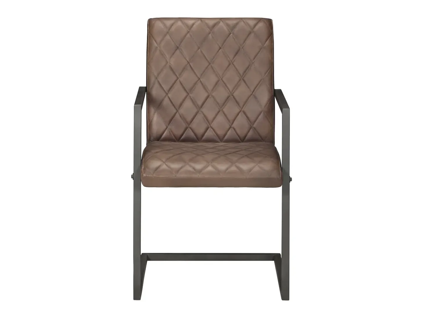 Juego de 2 Sillas voladizas de comedor cuero auténtico marrón ES129253