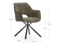 Juego de 2 sillones con patas de metal negro 48x49 h80 cm