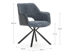 Juego de 2 sillones con patas de metal negro 48x49 h80 cm