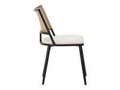 Juego de 4 sillones de ratán con asiento acolchado de PU, color negro