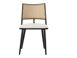 Juego de 4 sillones de ratán con asiento acolchado de PU, color negro
