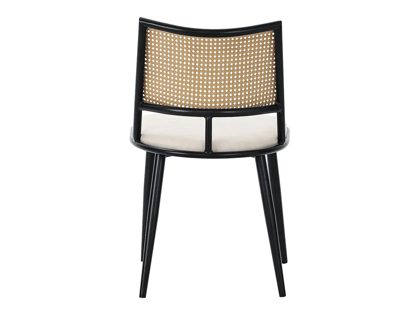 Juego de 6 sillones de ratán con asiento acolchado de PU, color negro