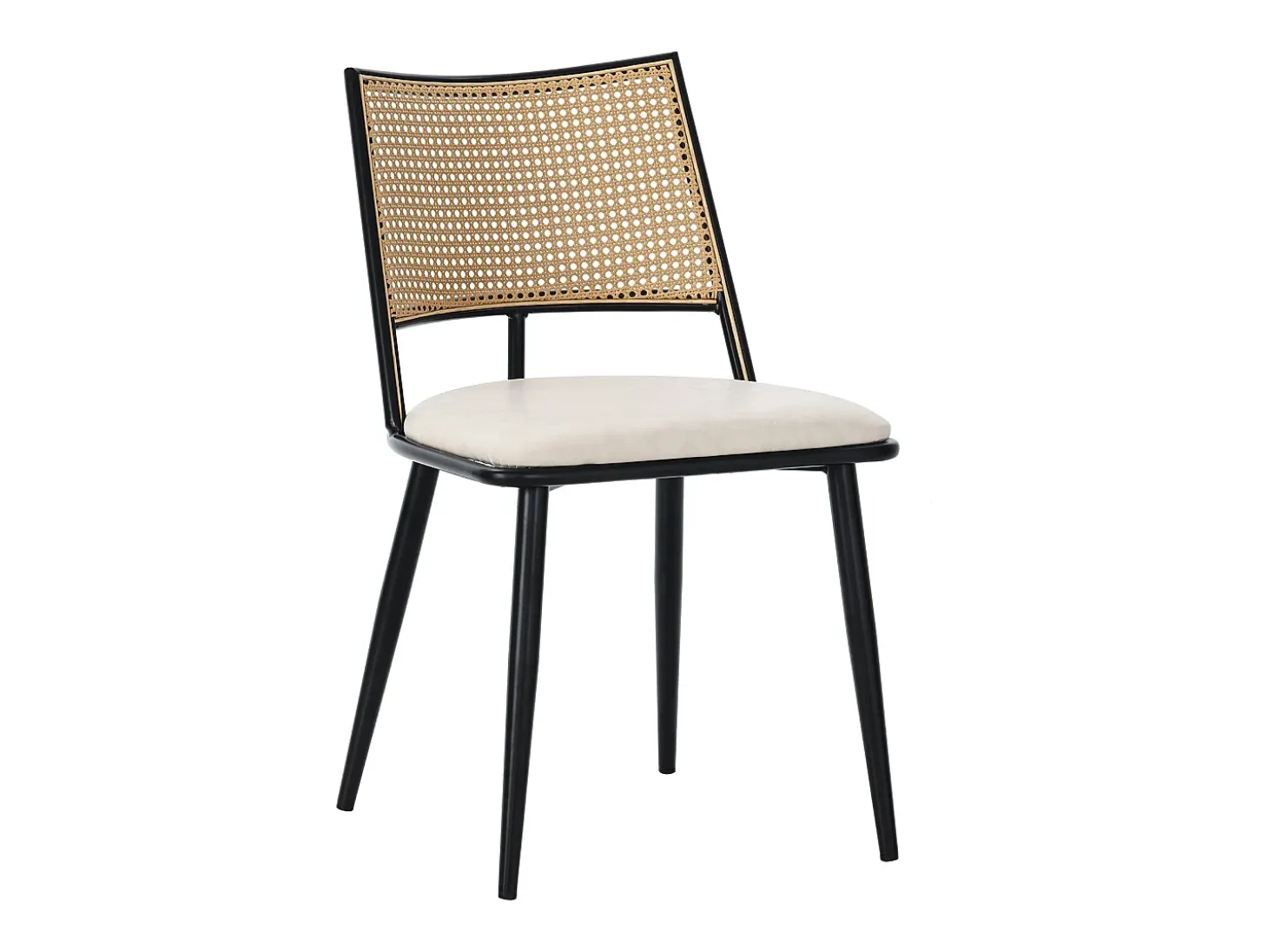 Juego de 6 sillones de ratán con asiento acolchado de PU, color negro