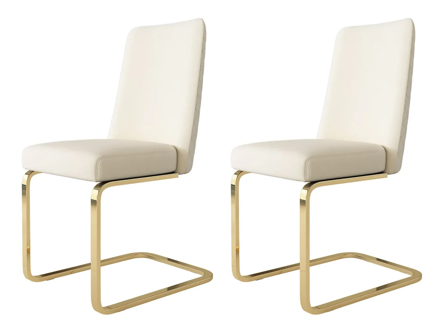 Juego de 2 sillones de terciopelo de lujo - 64,14 x 63,5 x 47,63 cm - respaldo de diamante - patas de metal dorado - beige