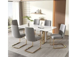 Juego de 2 sillones de terciopelo de lujo - 64,14 x 63,5 x 47,63 cm - respaldo de diamante - patas de metal dorado - gris