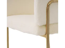 Juego de 6 sillones para comedor, salón o dormitorio - en imitación plumón de conejo - con 4 patas de metal dorado - Beige