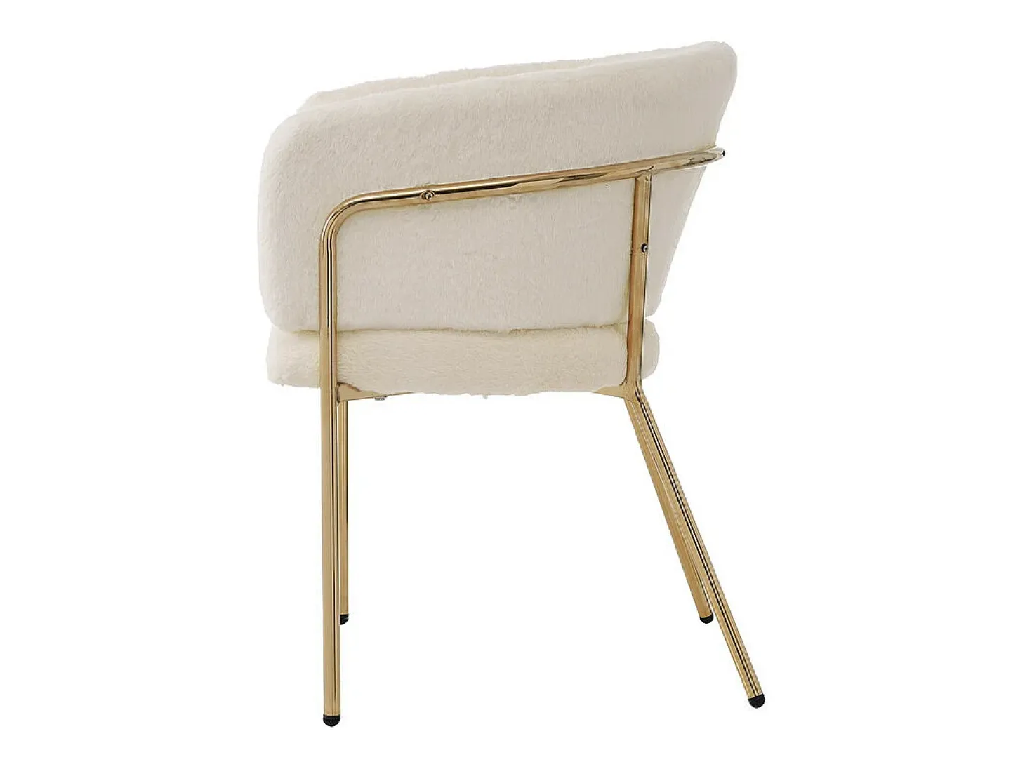 Juego de 6 sillones para comedor, salón o dormitorio - en imitación plumón de conejo - con 4 patas de metal dorado - Beige
