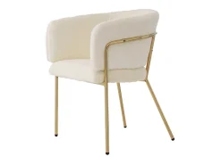 Juego de 6 sillones para comedor, salón o dormitorio - en imitación plumón de conejo - con 4 patas de metal dorado - Beige