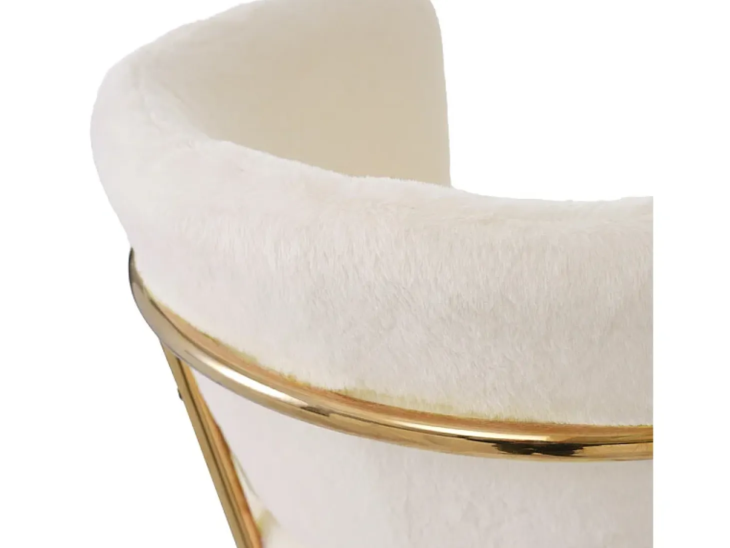 Juego de 6 sillones para comedor, salón o dormitorio - en imitación plumón de conejo - con 4 patas de metal dorado - Beige