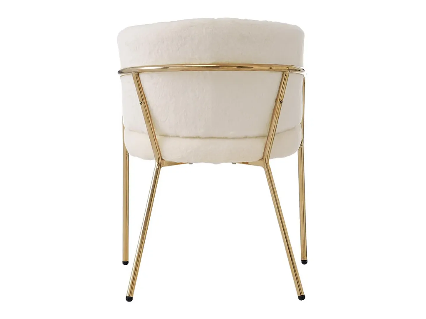 Juego de 6 sillones para comedor, salón o dormitorio - en imitación plumón de conejo - con 4 patas de metal dorado - Beige