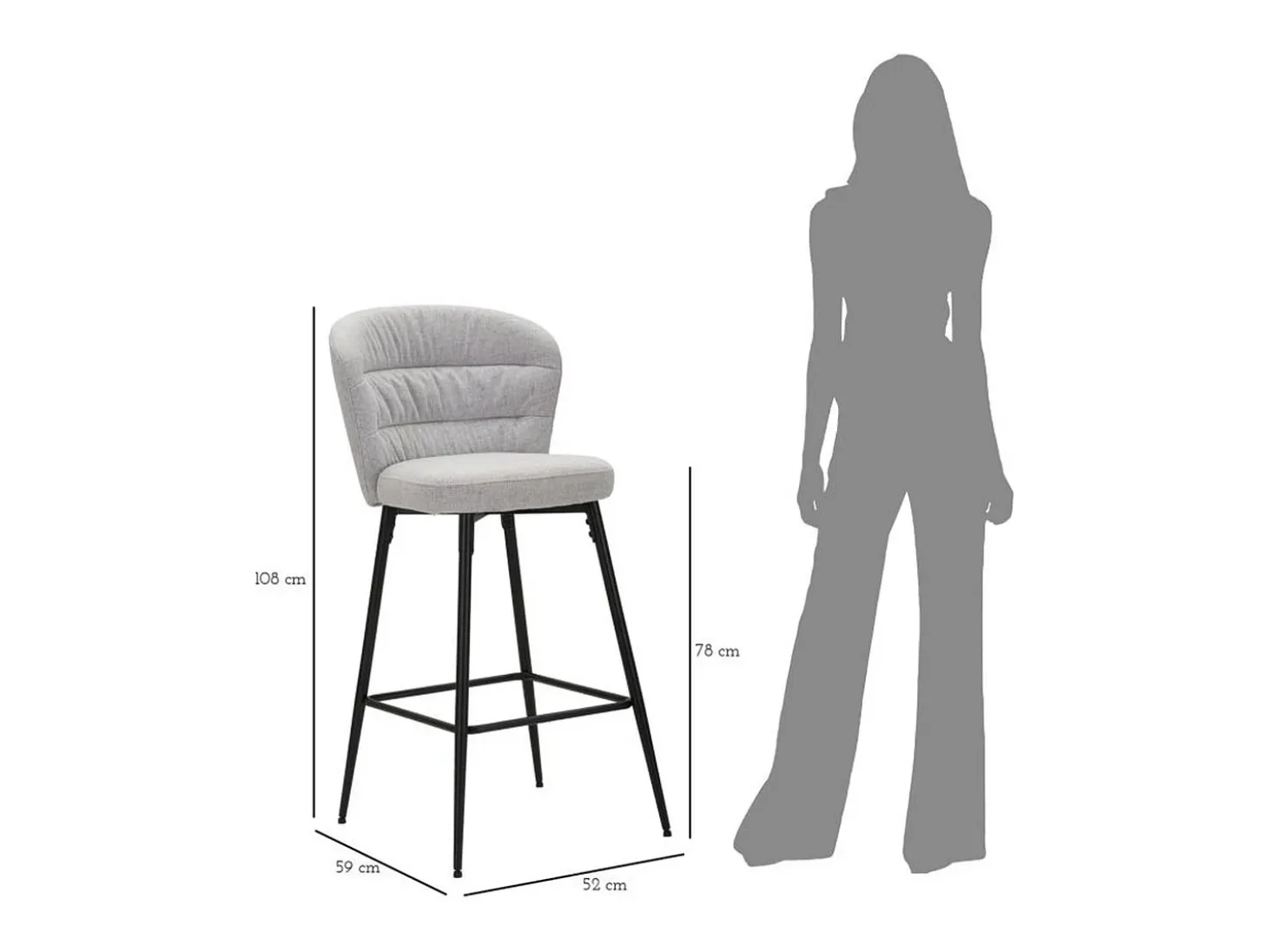 Juego de 2 Taburetes Altos VKH432, Gris, 52x59x108 cm, Kendra Home