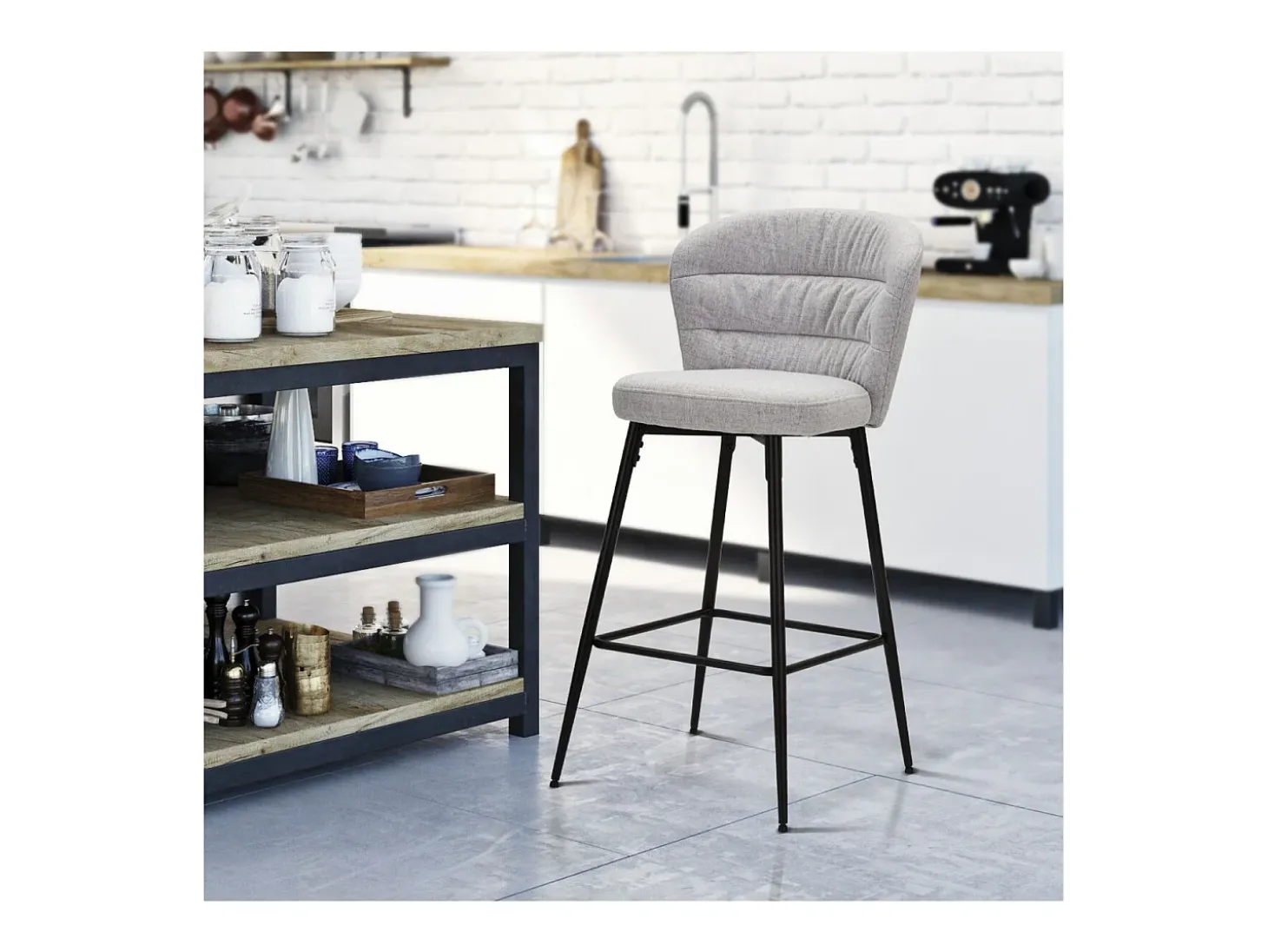 Juego de 2 Taburetes Altos VKH432, Gris, 52x59x108 cm, Kendra Home