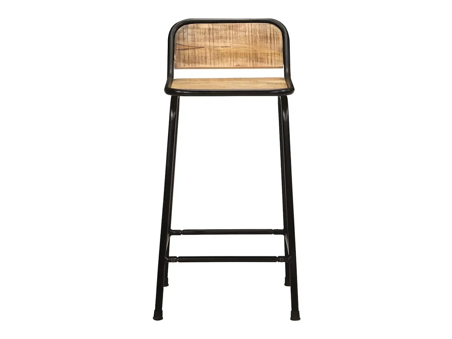 Juego de 2 taburetes de bar de madera maciza de mango en bruto